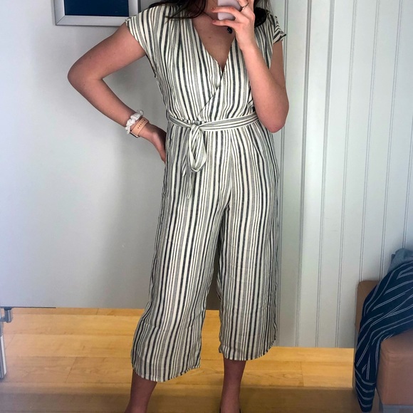 Japna Pants - Grey and White Striped Jumpsuit
